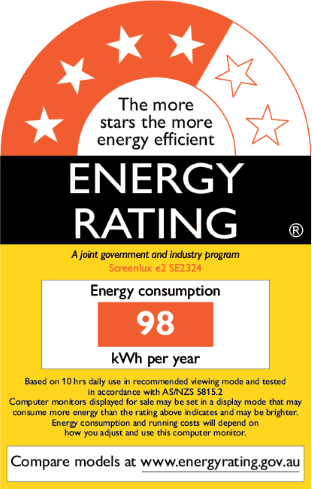 Energy Rating Label for Computer Monitor showing a 4 star rating