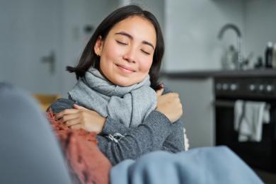 Person feeling comfortable in climate-controlled room